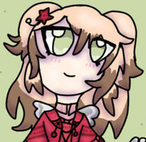 A cartoon girl with green eyes. She is smiling. A cartoon girl with green eyes. She is smiling.